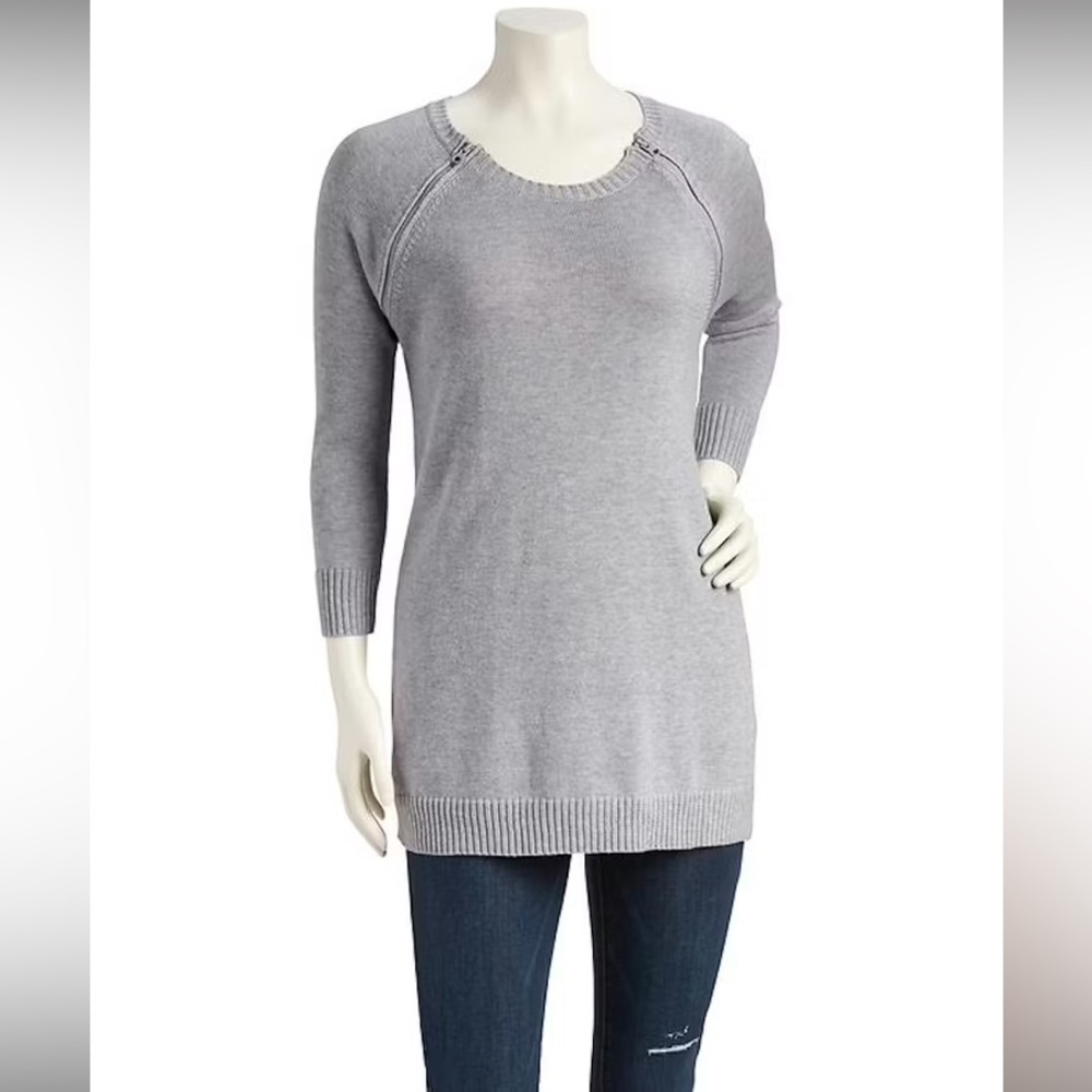 Women's Maternity OldNavy Gray sidezip nursing tunic sweater- Large (12-14)As Is